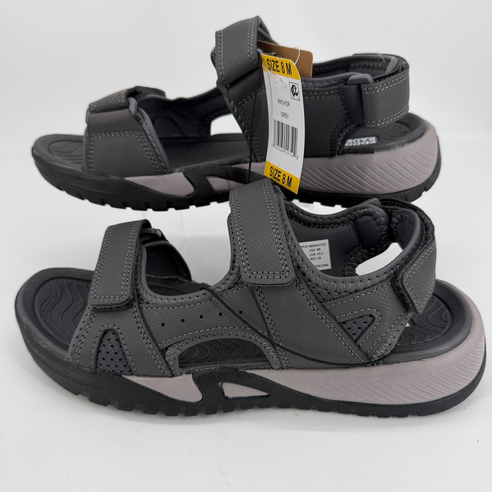 Eddie Bauer Anchor Mens Grey Sport Sandals Adjustable Straps Size 8 M NEW